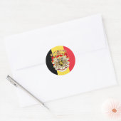 België vlag & COA Ronde Sticker (Envelop)