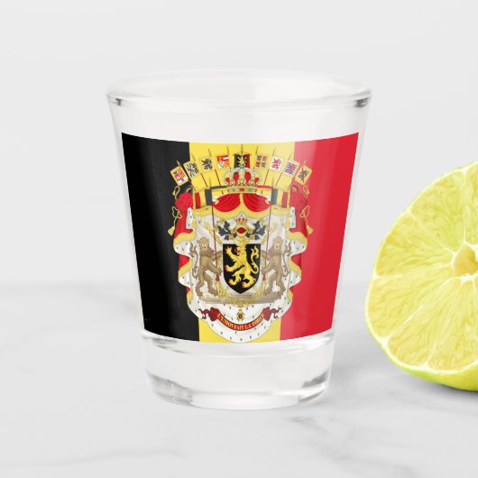 België vlag & COA Shot Glas (Voorkant)