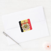 België vlag & COA Vierkante Sticker (Envelop)