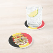 België vlag & COA Zandsteen Onderzetter (Zijkant)