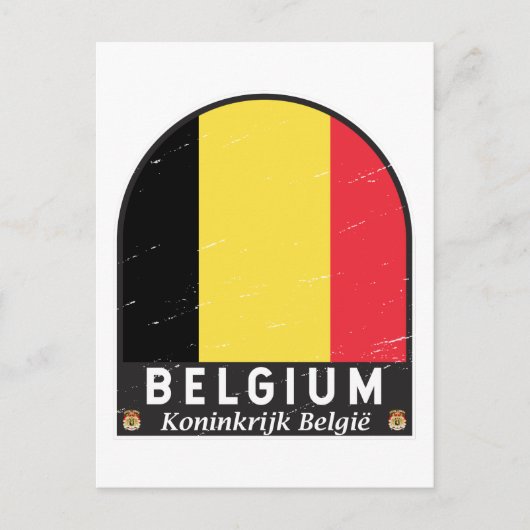 België vlag Embleem Verstoorde Vintage Briefkaart (Voorkant)