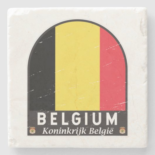 België vlag Embleem Verstoorde Vintage Stenen Onderzetter (Voorkant)