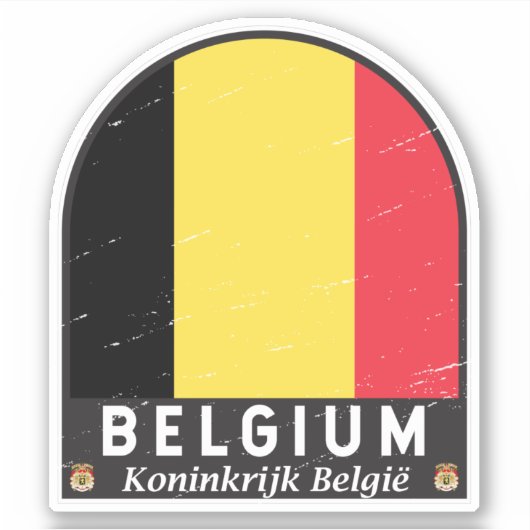 België vlag Embleem Verstoorde Vintage Sticker (Voorkant)