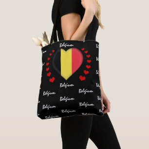 België vlag en hart, mode van de Belgische vlag / Tote Bag