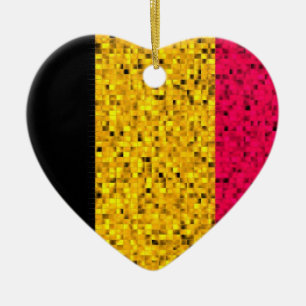België Vlag glitter-sierplant Keramisch Ornament