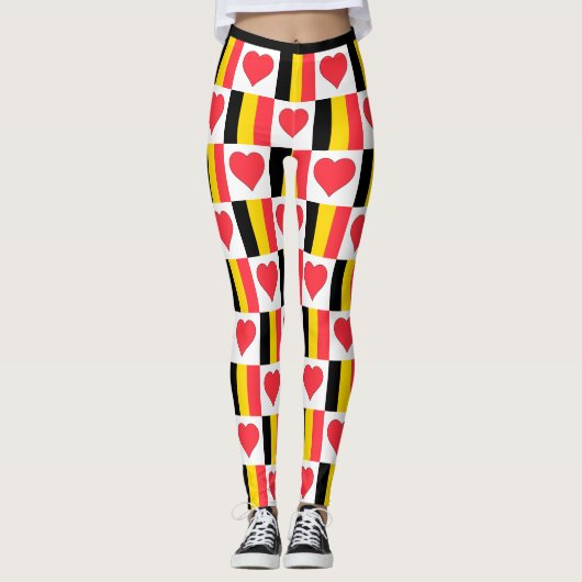 België Vlag Hart Pattern Cute Patriotic Belgium Leggings (Voorkant)