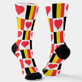 belgië vlag - hartspatroon vlooien belgisch pride sokken