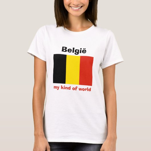 België Vlag + Kaart + Tekst T-shirt (Voorkant)