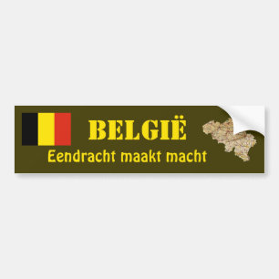 België vlag + kaartBumpersticker Bumpersticker