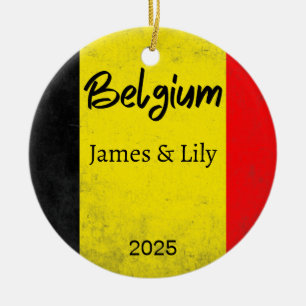 België Vlag Ornament, gepersonaliseerd België Keramisch Ornament