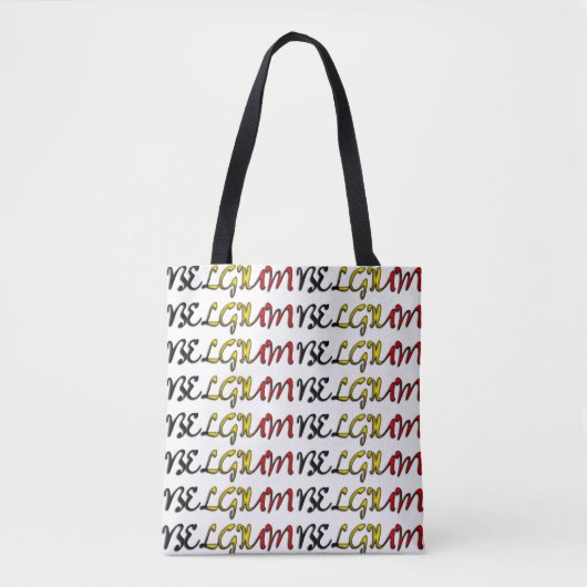 België vlag Typografie Europese landenlabel Tote Bag (Voorkant)