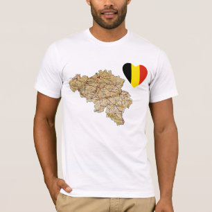 België Vlaggenhart en -kaart T-Shirt