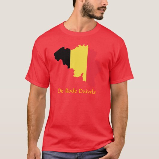 België vlagkaart de Rode Duivels T-Shirt (Voorkant)