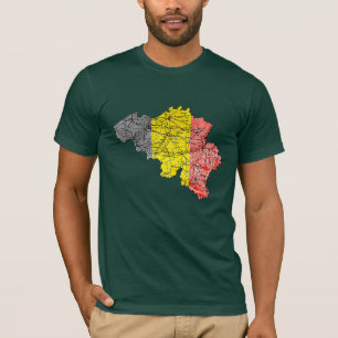 België Vlagkleur Kaart T-shirt