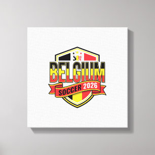 België Voetbal 2026 Voetbal Vet Land Typografie Canvas Afdruk