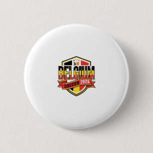 België Voetbal 2026 Voetbal Vet Land Typografie Ronde Button 5,7 Cm
