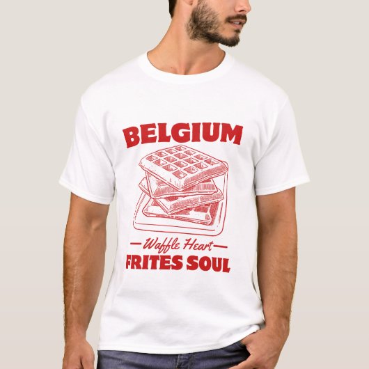 België: Waffelhart, frietziel T-shirt (Voorkant)