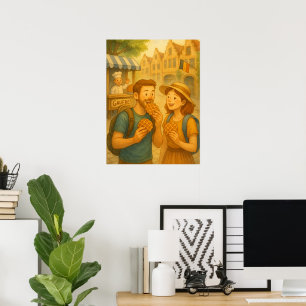 België Waffle Adventure – Cosy Travel Poster
