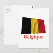 België Waving Flag met naam in het Frans Briefkaart (Voorkant / Achterkant)