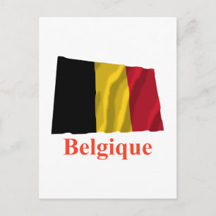België Waving Flag met naam in het Frans Briefkaart
