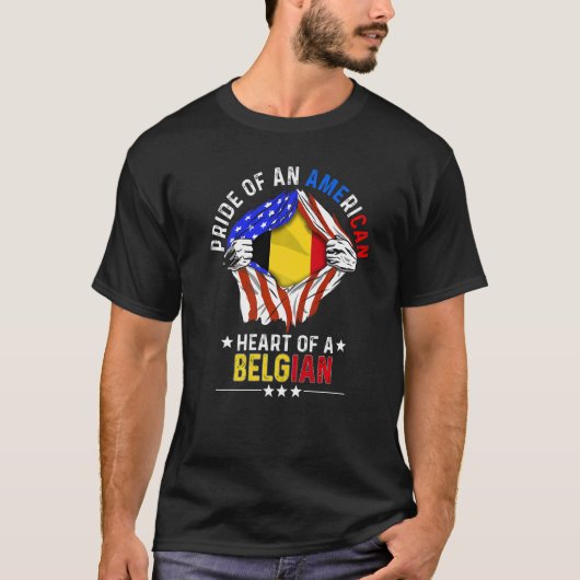 Belgisch Amerikaans Pride Foreign Country Bel T-shirt (Voorkant)