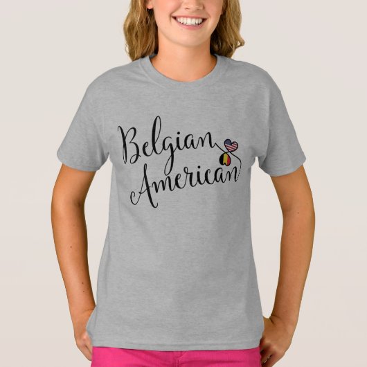 Belgisch-Amerikaanse gejumeleerde harten T-shirt (Voorkant)