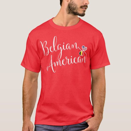 Belgisch-Amerikaanse gejumeleerde harten Tee Shirt (Voorkant)