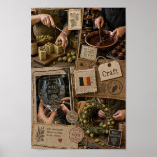Belgisch Bier en Chocolade Ambachtelijke Poster