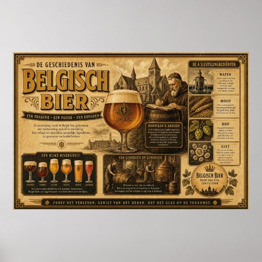 Belgisch Biererfgoed Chronografische Poster (Voorkant)