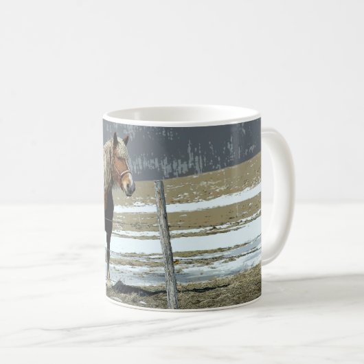 Belgisch conceptpaard in de Mok van paddock koffie (Voorkant rechts)