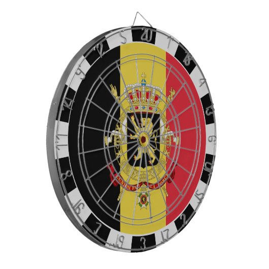 Belgisch dartboard en Belgisch vlaggen-/spelbord Dartbord (Voorkant Links)