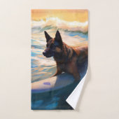 Belgisch Herder Strand Surfen Schilderij Bad Handdoek (Handdoek)