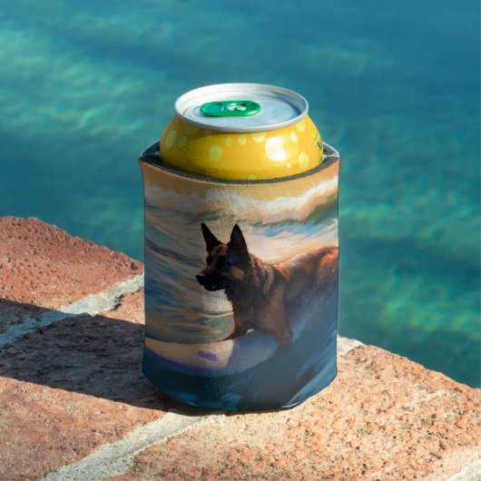 Belgisch Herder Strand Surfen Schilderij Blikjeskoeler (Insitu Zwembad)