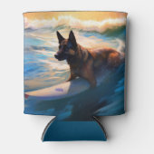 Belgisch Herder Strand Surfen Schilderij Blikjeskoeler (Voorkant)