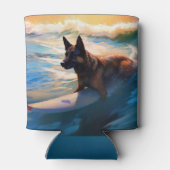 Belgisch Herder Strand Surfen Schilderij Blikjeskoeler (Achterkant)