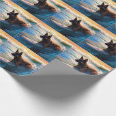 Belgisch Herder Strand Surfen Schilderij Cadeaupapier (Hoek)