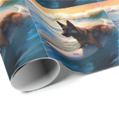 Belgisch Herder Strand Surfen Schilderij Cadeaupapier (Rol Hoek)