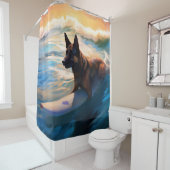 Belgisch Herder Strand Surfen Schilderij Douchegordijn (In situ)