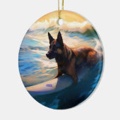 Belgisch Herder Strand Surfen Schilderij Keramisch Ornament (Links)