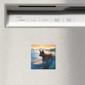 Belgisch Herder Strand Surfen Schilderij Magneet (Insitu (Vaatwasser))