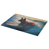 Belgisch Herder Strand Surfen Schilderij Snijplank (Hoek)