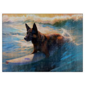 Belgisch Herder Strand Surfen Schilderij Snijplank (Voorkant)