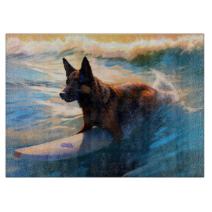 Belgisch Herder Strand Surfen Schilderij Snijplank