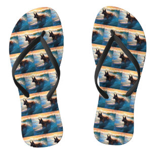 Belgisch Herder Strand Surfen Schilderij Teenslippers