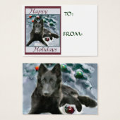 Belgisch kerstcadeaulabel Sheepdog Visitekaartjes (Voorkant /achterkant)