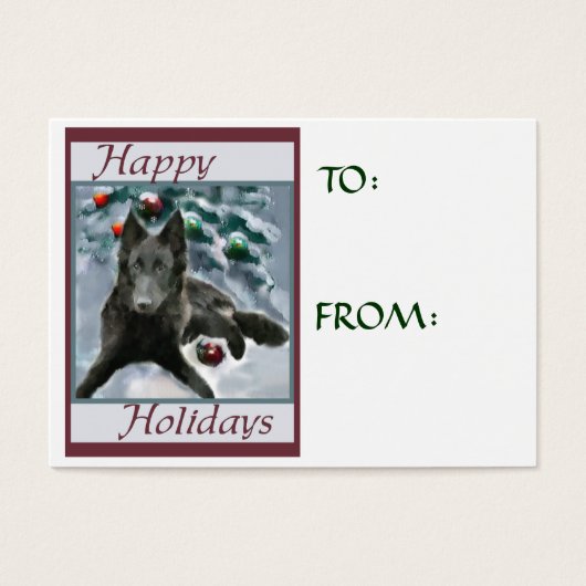 Belgisch kerstcadeaulabel Sheepdog Visitekaartjes (Voorkant)