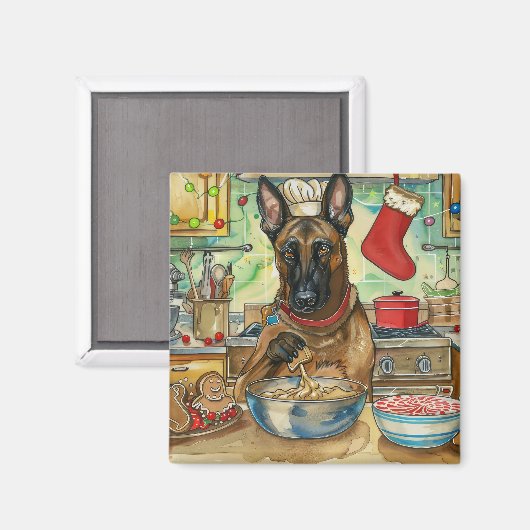 Belgisch Malinoi Holiday Baking: feestelijke kerst Magneet (Voorkant / Achterkant)
