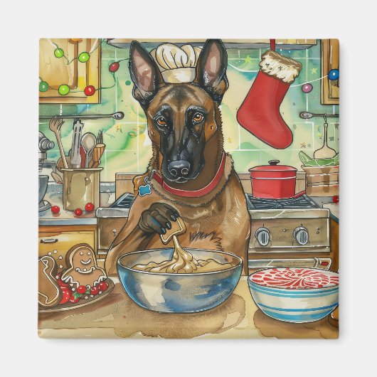 Belgisch Malinoi Holiday Baking: feestelijke kerst Magneet (Voorkant)