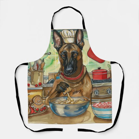 Belgisch Malinoi Holiday Baking: feestelijke kerst Schort (Voorkant)