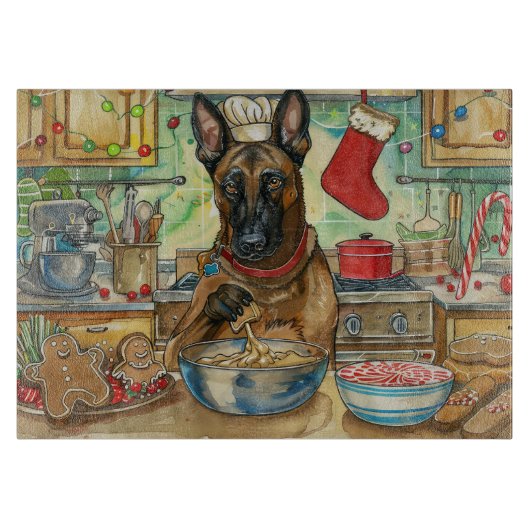 Belgisch Malinoi Holiday Baking: feestelijke kerst Snijplank (Voorkant)